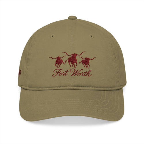 Fort Worth Embroidered Baseball Cap — 'Where it West Begins' Organic Cotton